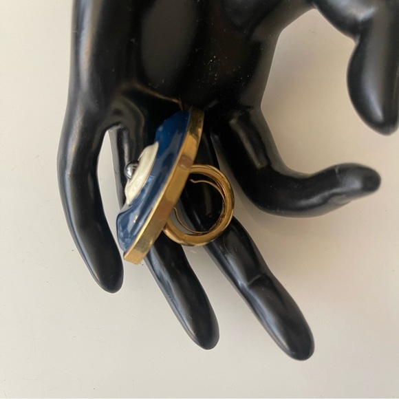 TORY BURCH evil eye adjustable ring signed fits 6-7 - Picture 2 of 4